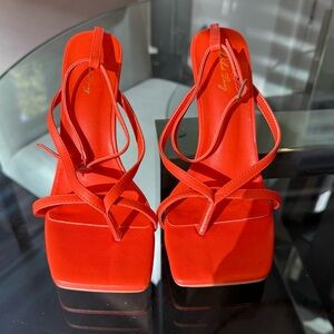 Chic Vibrant Orange Strappy Heels